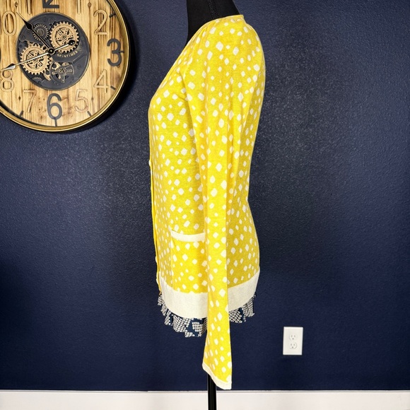 Leifsdottir Vintage Anthropologie Yellow and White Dot Cardigan | Size Small - Picture 3 of 9
